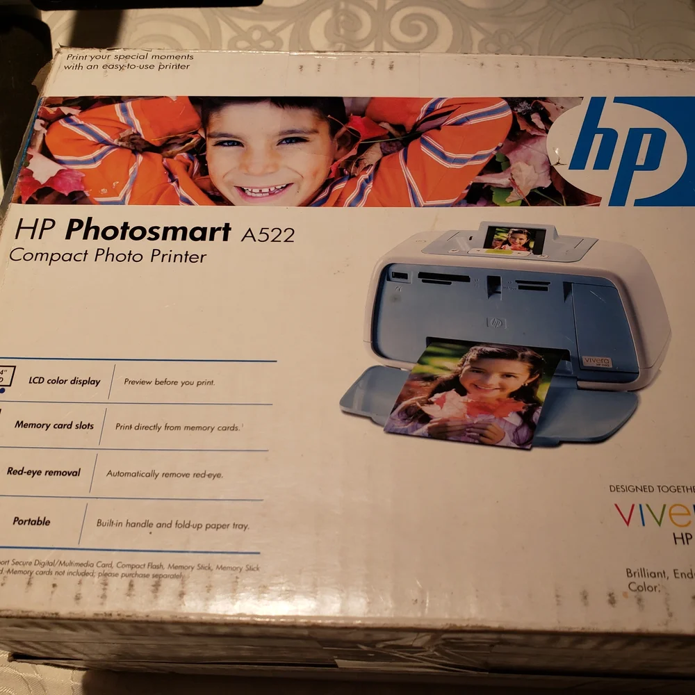 HP Photosmart A522 Compact Photo Printer - Blue